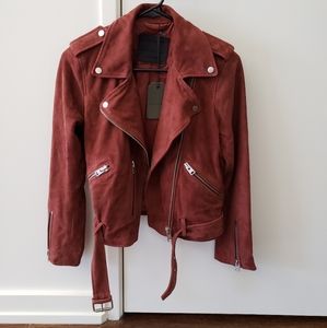 NWT All Saints Suede Balfern Biker Jacket Womens 6